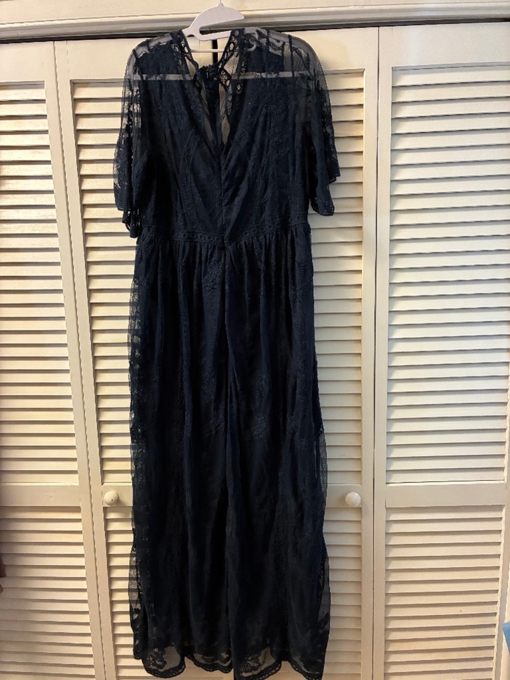 Maternity Navy Blue Lace Maxi Dress